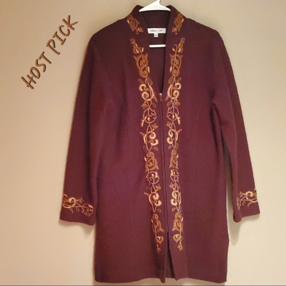 Coldwater Creek wool embroidered Coat